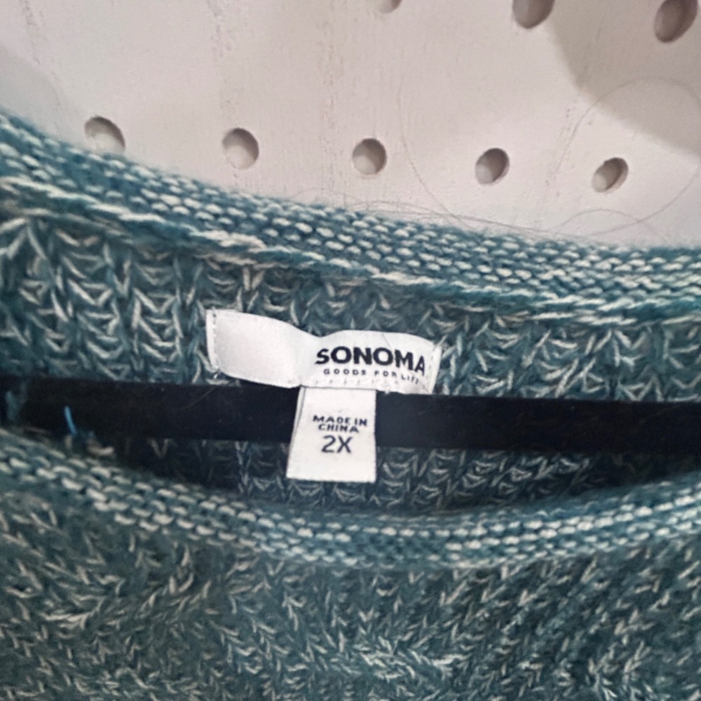 SONOMA Goods For Life Teal Marled Knit Sweater Plus Size 2X - Picture 5 of 8